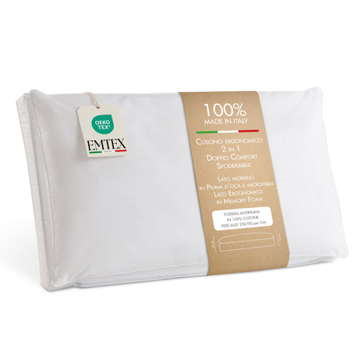 Cuscino letto doppio comfort antibatterico Made in Italy