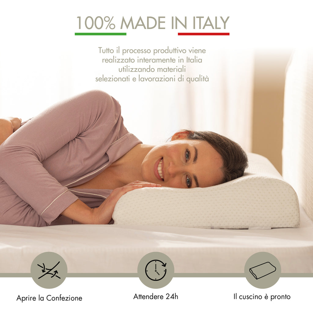 Cuscino Cervicale Anallergico Memory Foam Sfoderabile Guanciale Silver Antibatterico Antiacaro Supporto Anatomico Made in Italy SILVER
